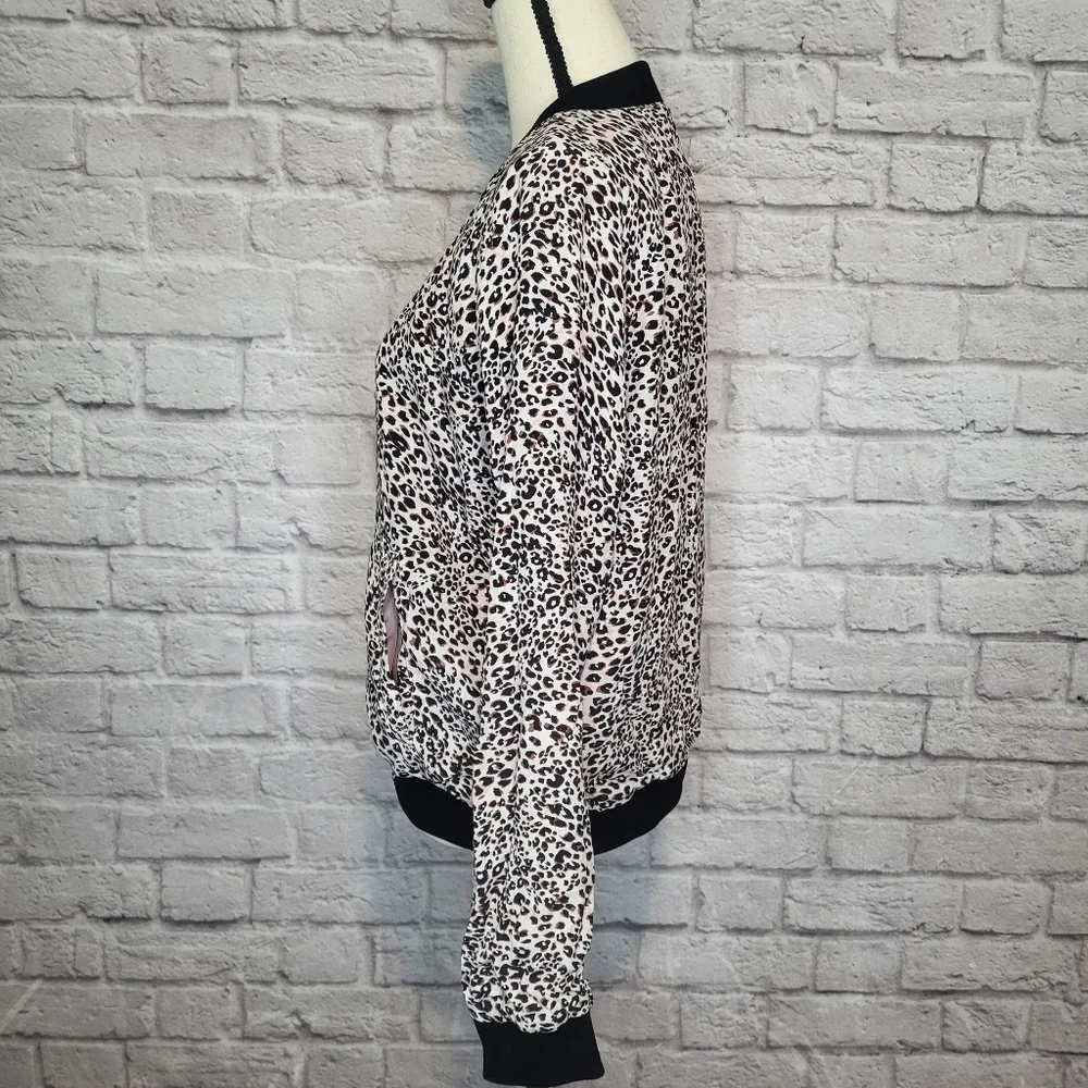 Sanctuary Jacket Havana Bomber Animal Print Zipper Front Side Pockets Size M NWT